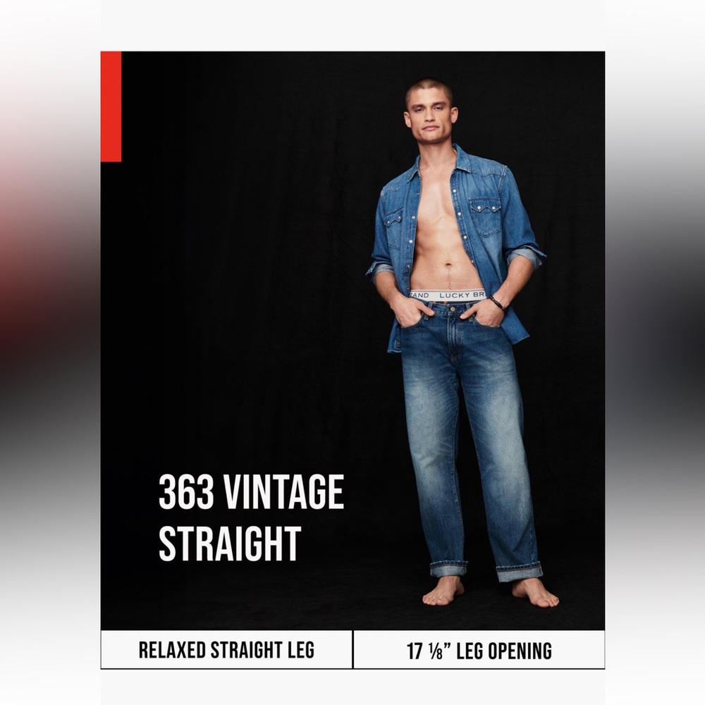 NWT 🍀Lucky Brand Men's Blue Vintage Straight 363 Jeans 👖 color: Huron 36x30”
